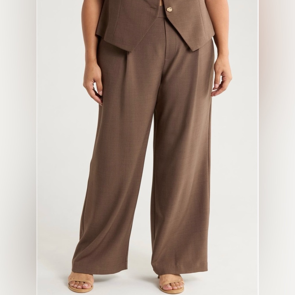 Gemma + Jane Pull-On Wide Leg Pants Dark Brown Melange 1X EUC
